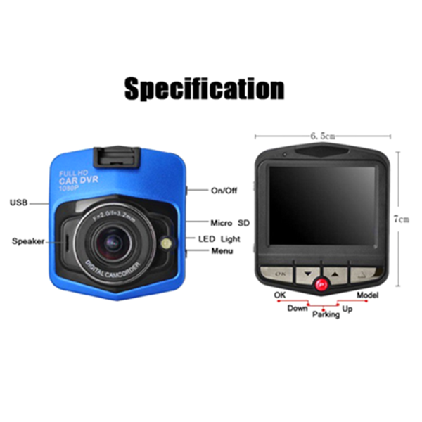 CAR GT300 Full 1080p HD DVR Dash Camera With Night Vision - Black or Blue