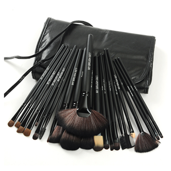 Clearance ‘24 Piece Jet Black Makeup Brush Set w/ Free Case