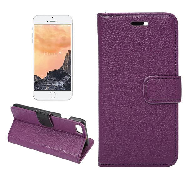 Litchi Pattern Leather Flip Phone Case For iPhone