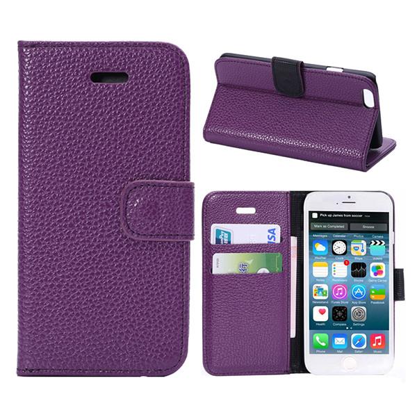 Litchi Pattern Leather Flip Phone Case For iPhone