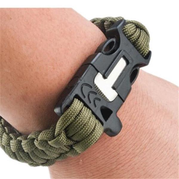 Clearance 4 in 1 Flint Fire Starter Whistle Rescue Rope Escape Bracelet