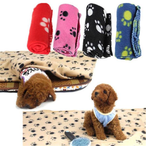 Paw Print Soft Warm Blanket Pet Bed Sofa