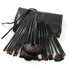 Clearance ‘24 Piece Jet Black Makeup Brush Set w/ Free Case
